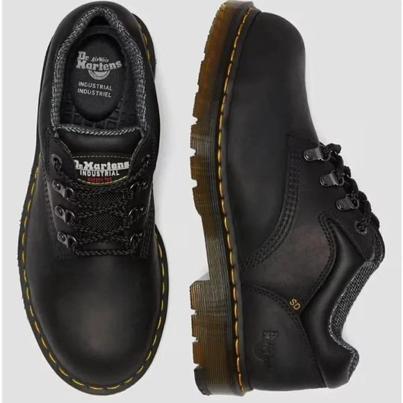 Dr. Doc Marten Steel Toe Hylow Boots Shoes Lace Up Leather Black Men's Size 12 - Picture 13 of 13